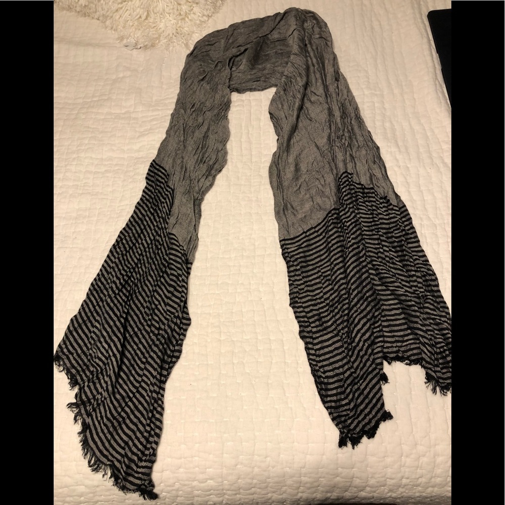 Striped scarf with frayed ends
